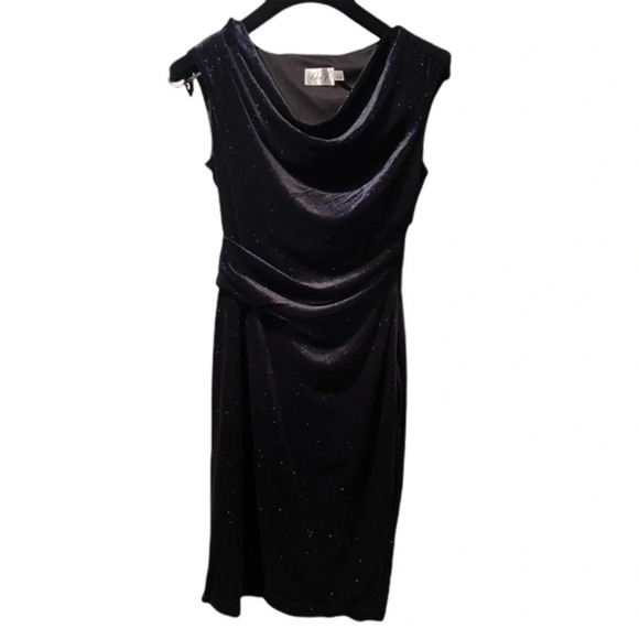 Eliza J Blue Velvet Shimmer Sheath Dress, Size 6 - Picture 4 of 16